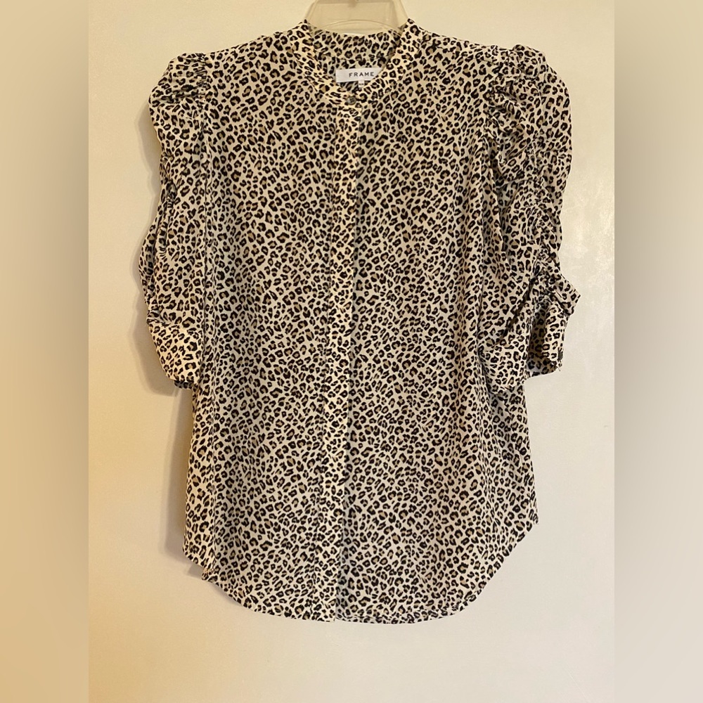 Frame silk ruched sleeve blouse - Size Medium.  Excellent condition!